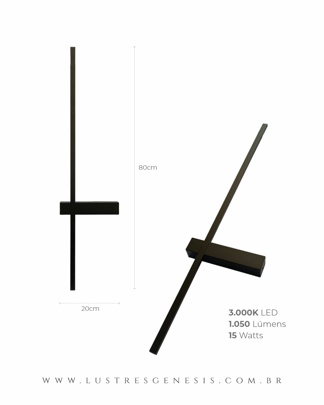 Arandela Moderna Fit Linear Slim de LED Preto instalada ao lado de uma cama em um quarto elegante. Lustres Gênesis loja online de Lustres e Iluminação Decorativa